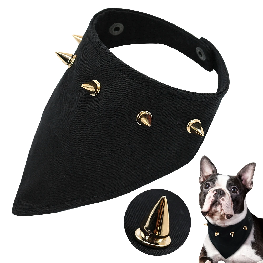 

Spiked Dog Bandana Collar Adjustable Pet Puppy Scarf Bib Bandage Small Dogs Cats Collars Neckerchief For Dogs Cats Pitbull Black