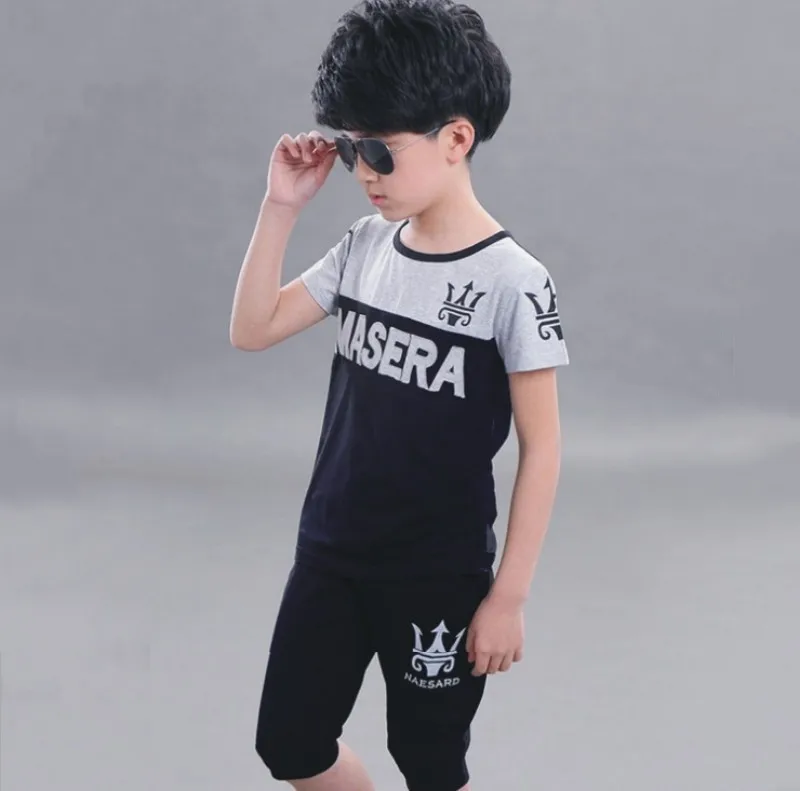 Boys Sets Summer Boys Sets Clothes T shirt+short Pants cotton sports Letter