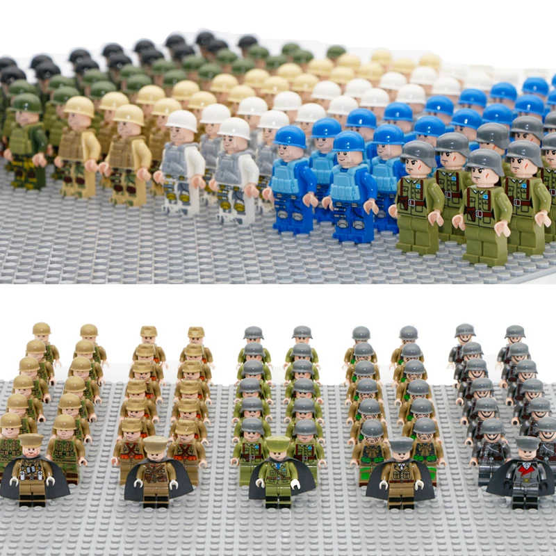 

Military Army Figures Compatible LegoINGly WW2 Soldier Weapon Set 98k Gun Building Block Brick World War II Bricks Toys For Boys