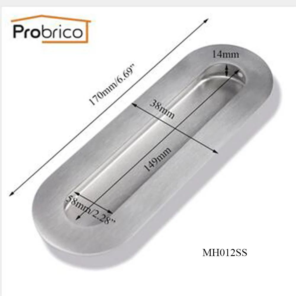 Probrico 10 шт. Встраиваемая ручка для двери кухонного шкафа из нержавеющей стали круглая/квадратная/Овальная ручка для мебельного ящика Ручка для скрытого пальца - Цвет: MH012SS