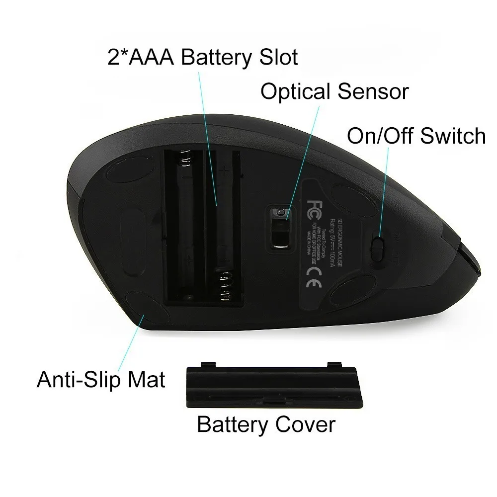CHUYI Bluetooth 3.0 LED Wireless Vertical Mouse Ergonomic Office 1600DPI Optical Gaming Mouse With Mousepad For Gamer PC Laptop