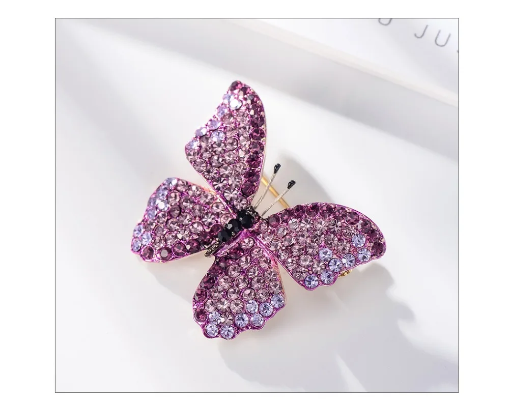 Viennois Модные женские ювелирные изделия Фиолетовый Цвет Бабочка циркон булавки-брошки с кристаллами для женщин