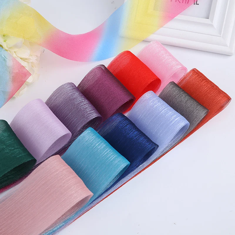 

(50 Meters/roll) 6cm Multicolor Option Romantic Chiffon Organza Ribbon Set for DIY Handmade Jewelry Hair Accessories Decoration
