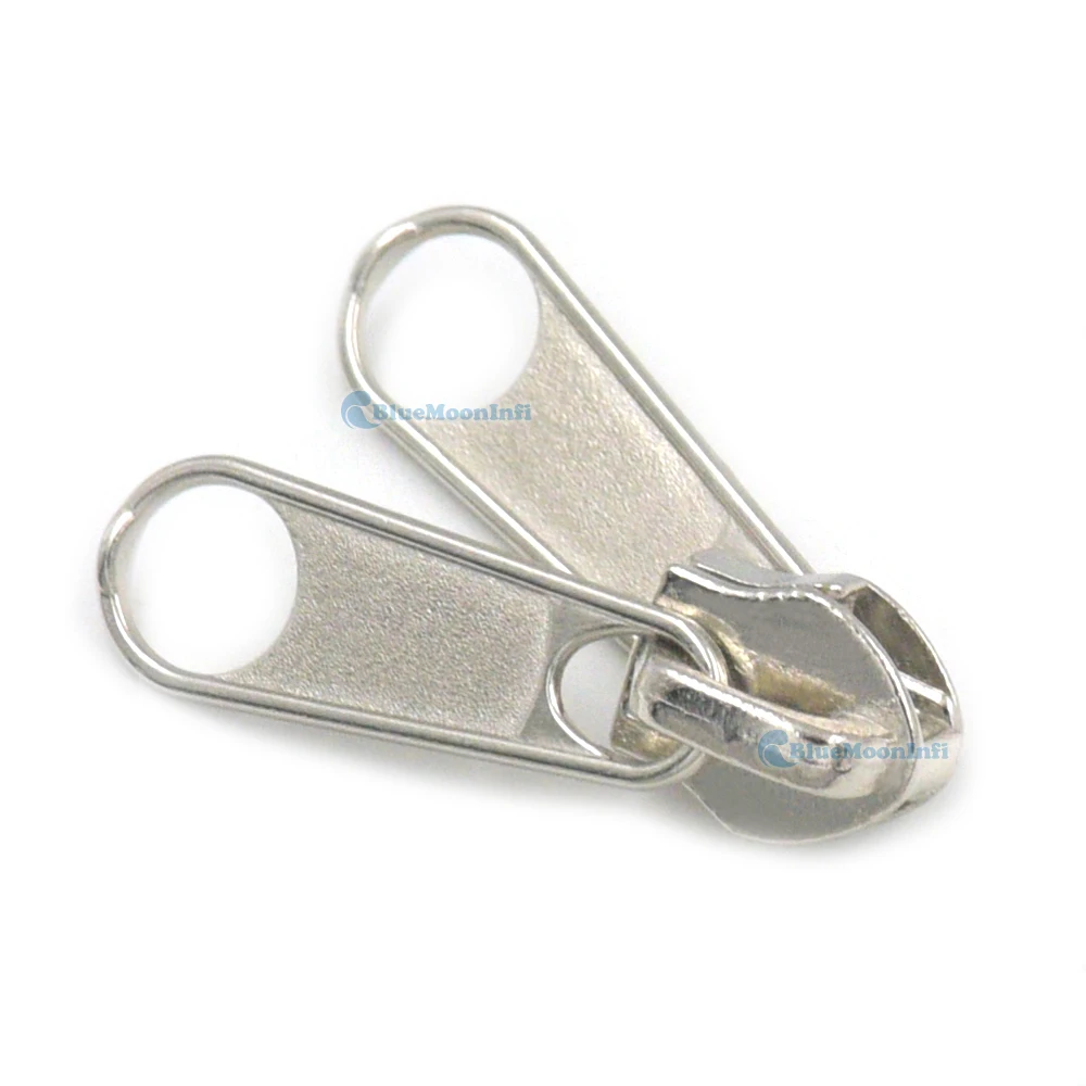 

5/10/20/50 pcs pcs #5 Molded Double Zipper Puller Metal Coil Sliders Repair Replace Kit Stop for Jeans Clothes Nickel