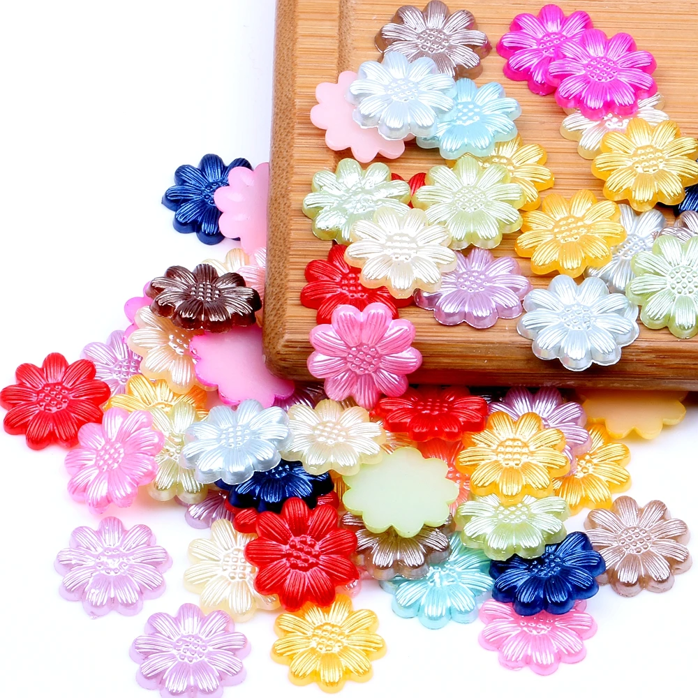 13mm Sunflower 1000pcs Flatback Half Pearls Rhinestone For Nail Art Cellphone DIY Jewelry Crafts Decorations | Красота и здоровье
