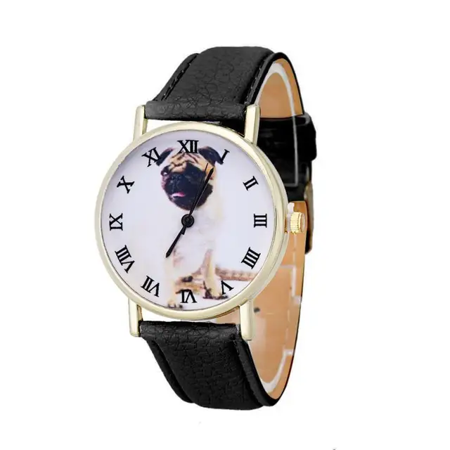 Newly Design dames horloges Dog Pug Watch Women Girl PU Leather Quartz Wrist Wat Newly Design dames horloges Dog Pug Watch Women Girl PU Leather Quartz Wrist Wat