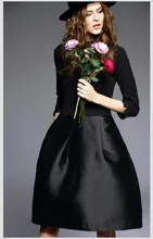 Elegant Women’s clothing Autumn Winter Solid Color Self-cultivation Round Long Sleeve Temperament Will Pendulum Long Fund Dress