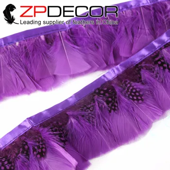 

ZPDECOR 10yards/lot Dyed Purple Turkey T-Base Plumage Feather Trim With Guinea Feathers for Craft Wedding