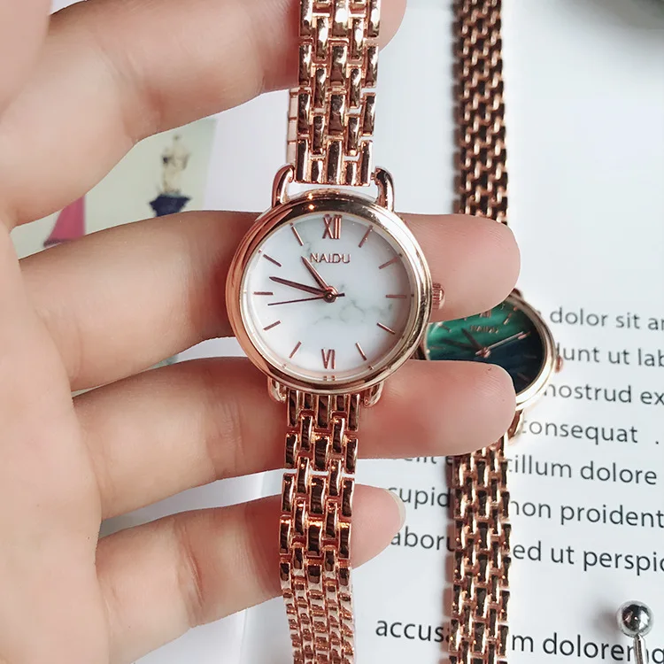 

INS Fashion New Brand Women Cool Style Watch Retro Marble Watch For Students Small Watch Literary Temperament Steel Wrishwatches