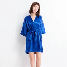 Лидер продаж, женский сексуальный мини халат, короткое шелковое вечернее платье, летняя Пижама кимоно купальный халат, размер M L XL XXL NR107