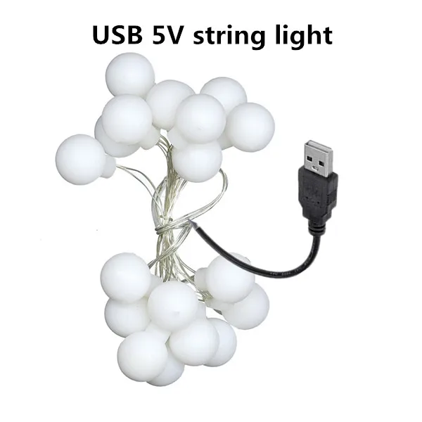 Led Globe string light battery USB fairy tale ball 50Led waterproof bedroom outdoor garden holiday wedding party Christmas - Испускаемый цвет: USB string led