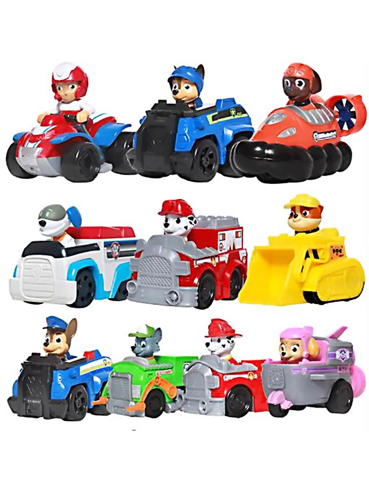 Figuras de acción originales de La Patrulla Canina auténtica, Marshall, Rocky, Zuma, Chase, Ryder, rescate, juguetes de modelo de coche, regalo de cumpleaños para niños