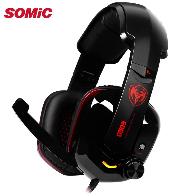 

SOMIC G909 7.1 Virtual Shocking Gaming Headphone with Microphone USB PC Computer Wired Headphone Headset LED for Gamers