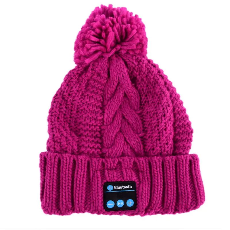 Мягкая теплая шапка бини Беспроводная Bluetooth умная шапка наушники гарнитура динамик микрофон - Цвет: Красный