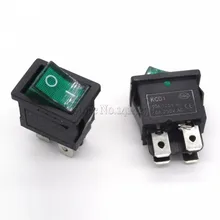 10Pcs Schip Type Schakelaar Groen Licht 15*21Mm 4PIN Op Off Rocker Switch 6A/250V 10A/125V Lcd Tv Schakelaar 4 Contact Punten