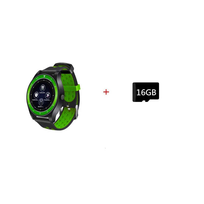 Цветной ips экран Смарт-часы телефон фитнес-трекер спортивные наручные часы Поддержка SIM TF карта Шагомер монитор сна 0.3MP камера - Цвет: Black Green 16GB