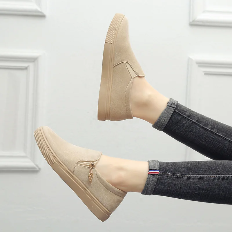 2019 women canvas shoes casual thick bottom flat with breathable female sneakers pure black zapatillas mujer with zippers