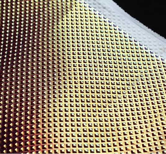 

135cm Bright Golden Orthogonal Mirage Texture pu Leather Metallic Designer rivet textiles diy Phantom Technology Fabric C630
