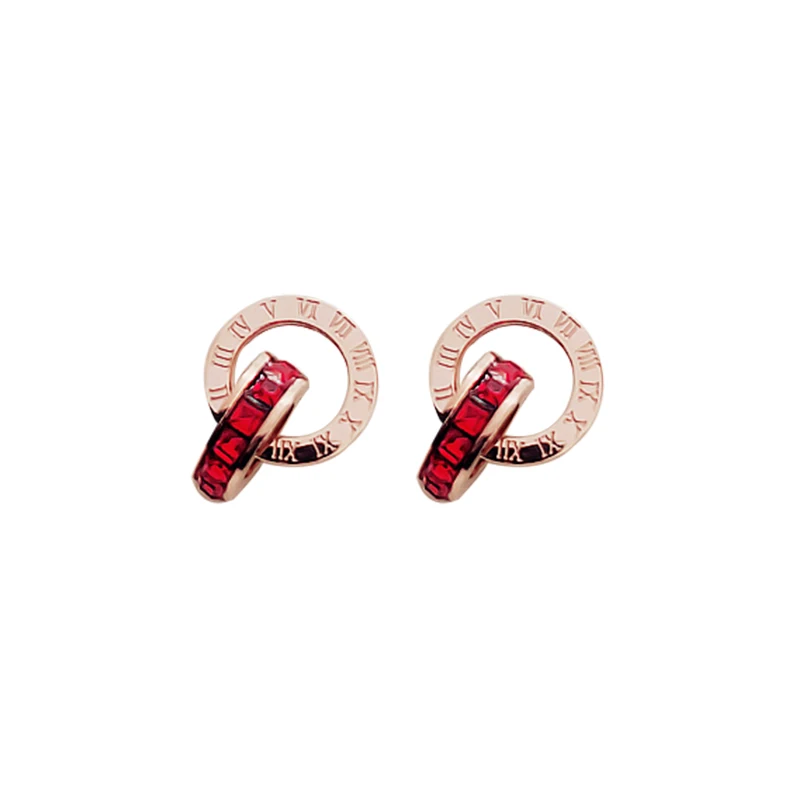 

Trendy Stud Earings Fashion Jewelry 2017 Rose Gold Bulgaria Earrings for Women Stainless Steel AAA Zirconia Stud Round Earrings