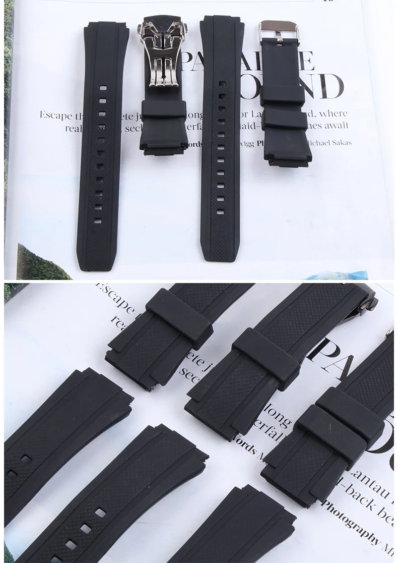 Силиконовые браслеты прочные из нержавеющей стали с пряжкой ремешки для Casio Edifice серии EF-552 мужские резиновые Ремешки для наручных часов черные 25 мм+ Инструменты