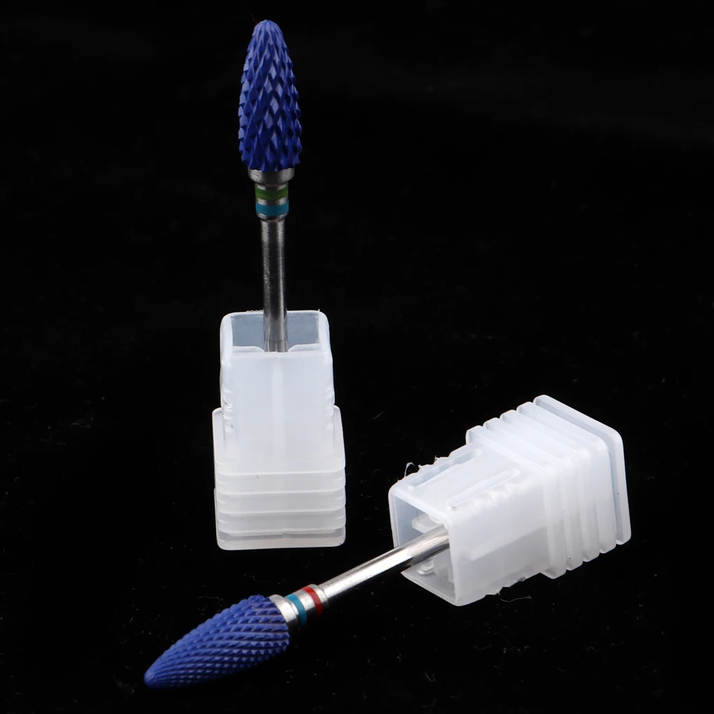 Ceramic Nail Files Drill Bits Set Manicure Electric Polishing Grinding Barrel Head 2pcs, Blue