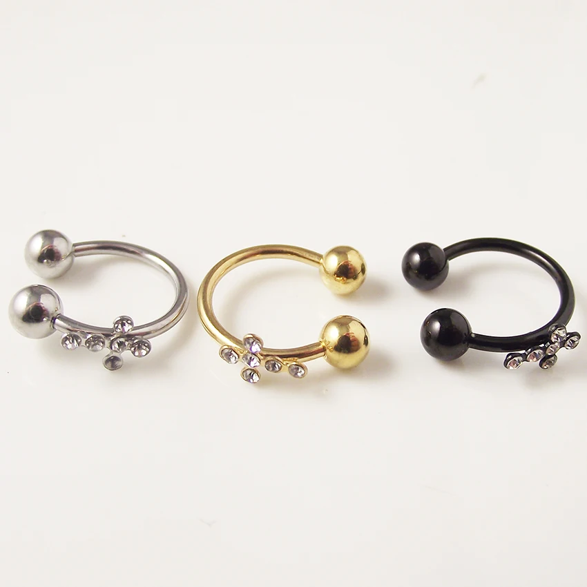 

1 pcs 16G Ball Circular Titanium Ball Horseshoe Nose Ring Clicker Tragus Helix Ear Piercing Body Jewelry