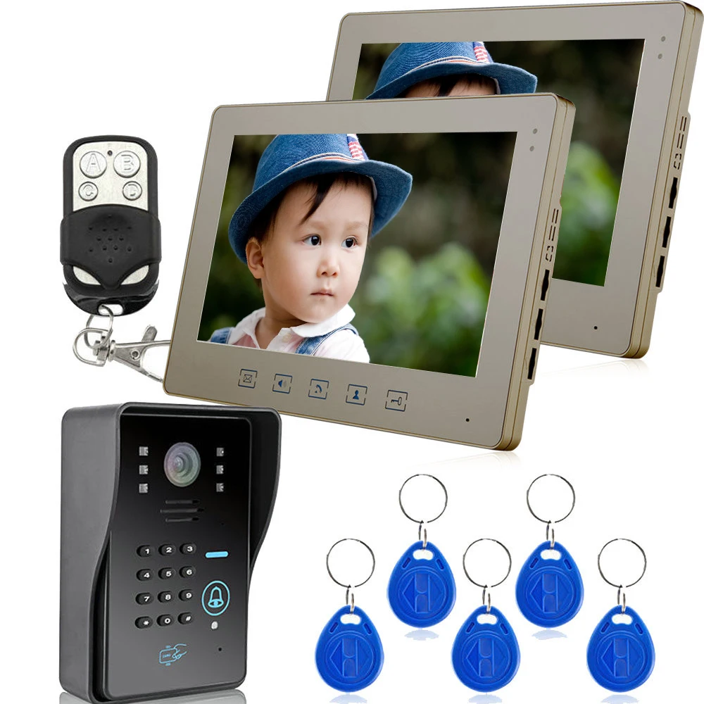 Home 10 &quotTFT видео телефон двери внутренной связи Системы 2 монитора доступа RFID