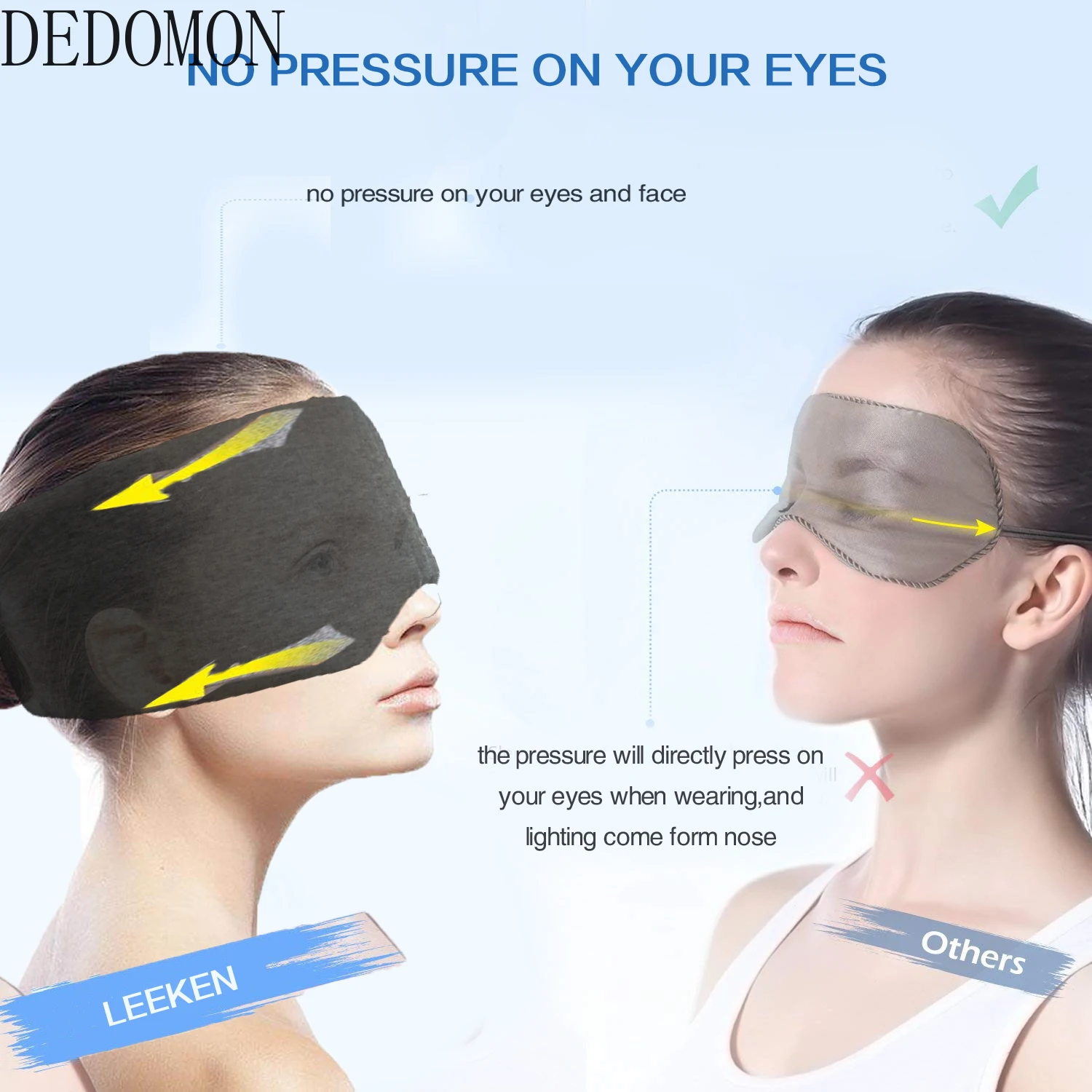 Маска для сна повязка на глаза мягкая маска для сна Манта модульная Регулируемая 3D дышащая дорожная Расслабляющая Спящая помощь вслепую