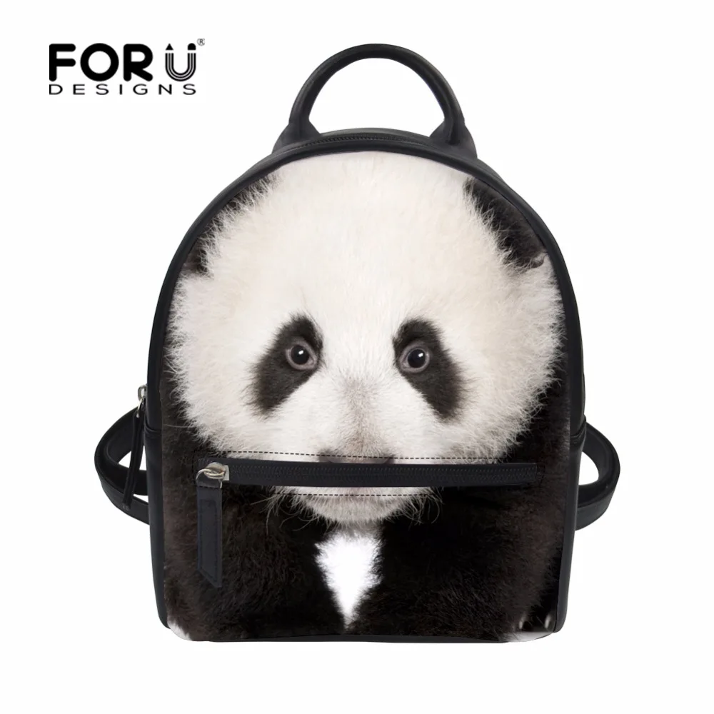 Best FORUDESIGNS PU Leather Girls School Bags for Teenage Girls Mini Backpack Panda Wolf Printed Women Small Travel Bag Mochila