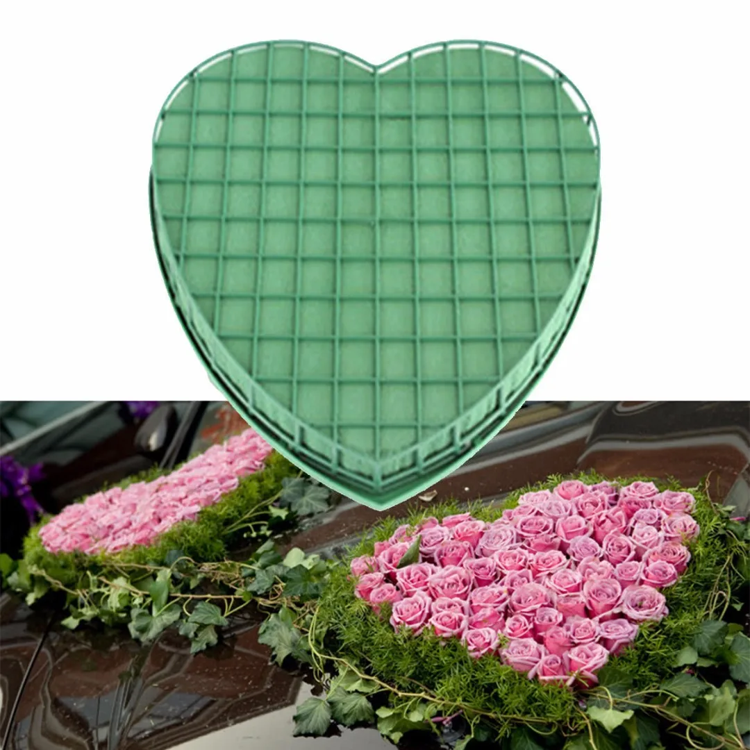1pcs 20cm New Heart Shape Flower DIY Wet Foam Fresh Floral Wedding Car Flower Display