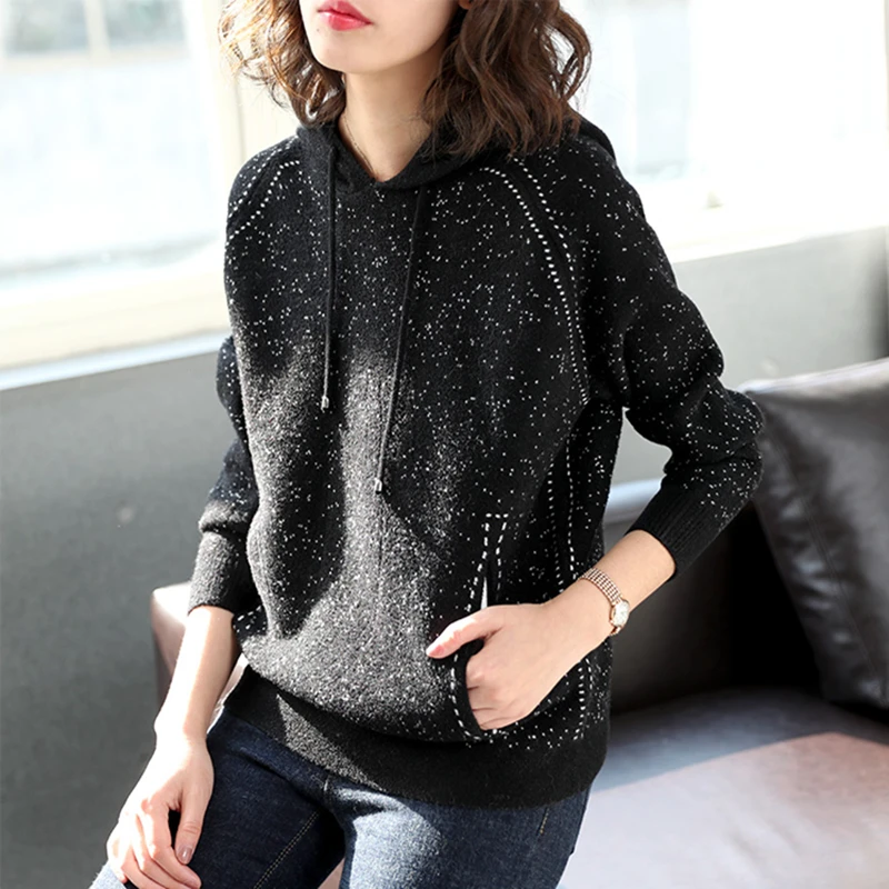 

Hoodies Women Thickened Sweatshirts Snow Point Kangaroo Pocket Long Sleeve Casual Loose Pullovers Top New Fashion Style 2018