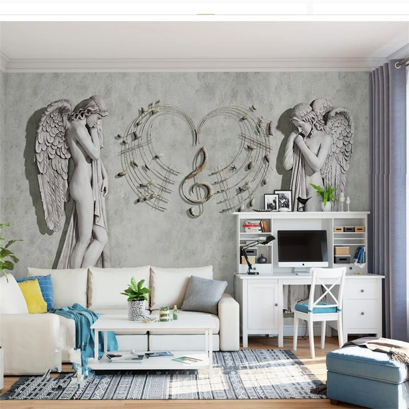 wellyu papel de parede para quarto Custom wallpaper  European angel TV background wall  wallpapers for living room  behang