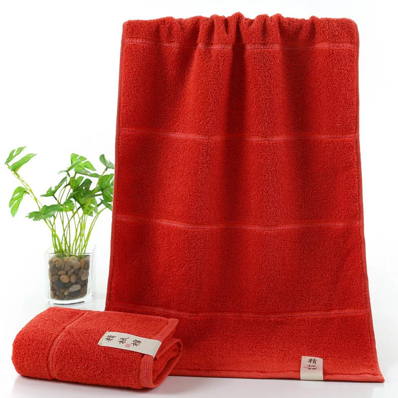 Новое поступление, однородное полотенце из чесаного хлопка, супер мягкое абсорбирующее быстросохнущее полотенце 35X72 см, 3 цвета, плотное полотенце для ванной/лица/руки/Bair s - Цвет: Red