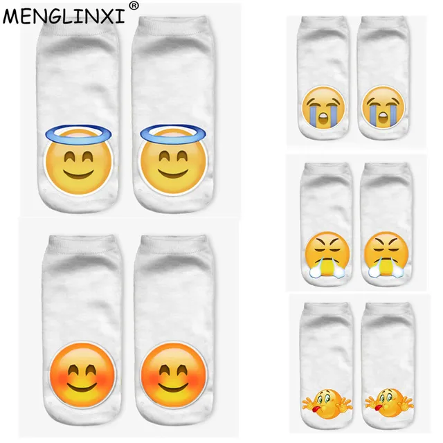 Emoji 3D Printed Womens Socks Fashion Printing Unisex Short Socks Emoji