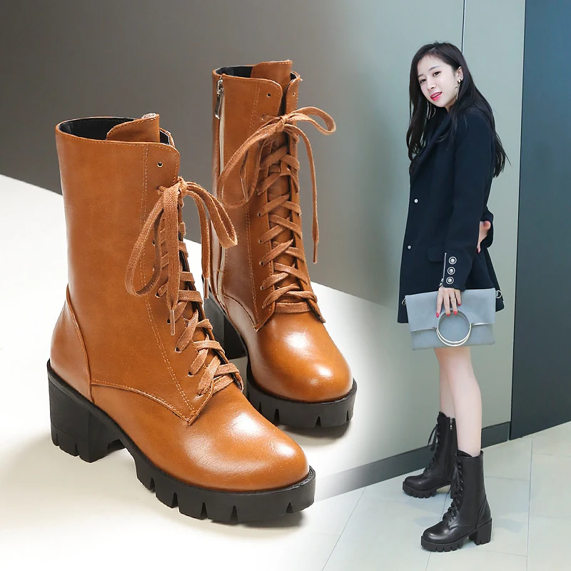 RQFF Brand Ankle Boots Women With Box Big size34-43 Fur Shoes Woman Winter Leather Plush High Heel Boot Female Ladies Black Shoe (24)