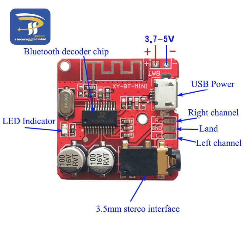 Bluetooth аудио приемник плата Bluetooth 4,1 mp3 без потерь декодер плата беспроводной стерео музыкальный модуль 3,7-5 В