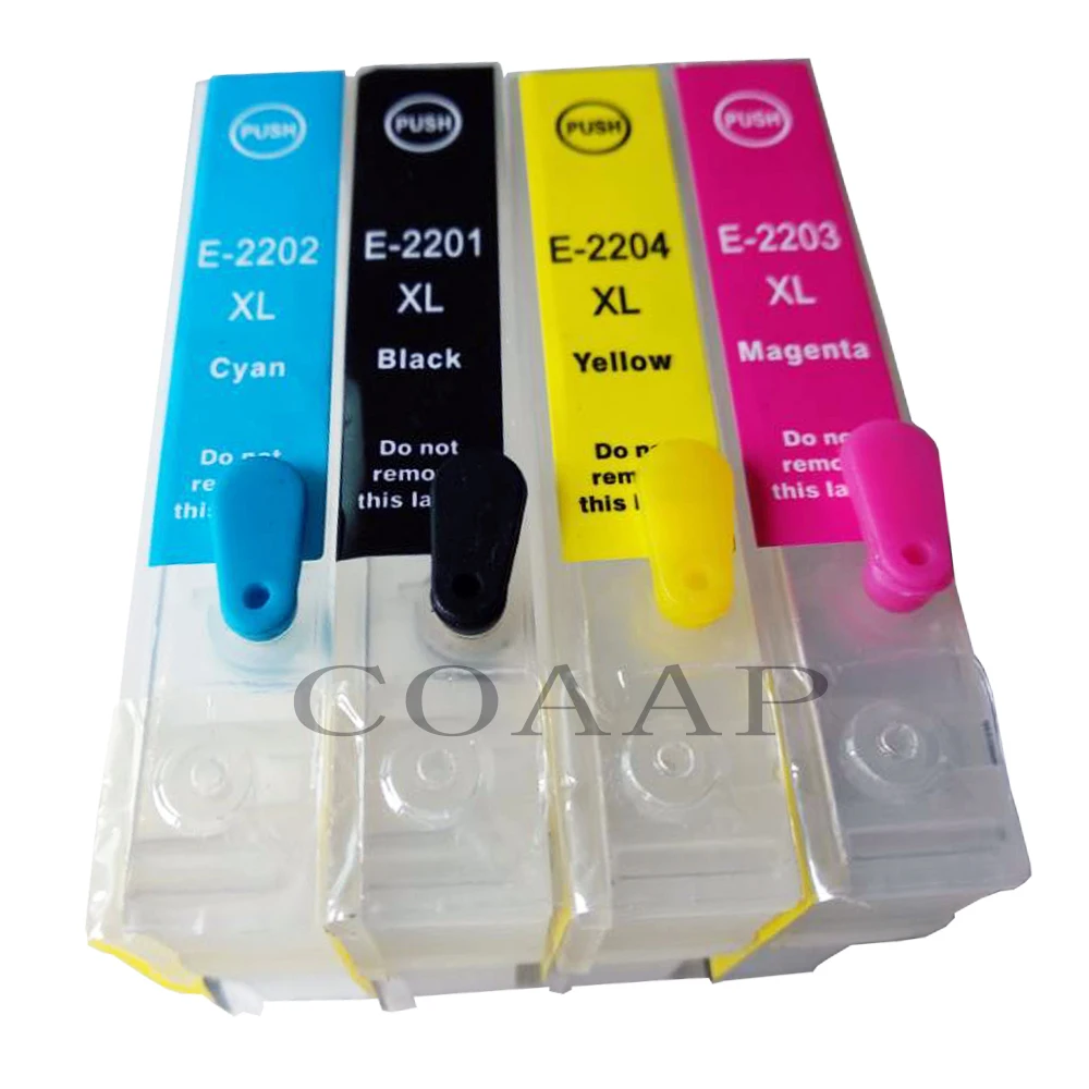 4 упак. Совместимость Пустой картридж с чипами T2201 T2202 T2203 T2204 для Epson WorkForce XP 320 420 424 WF
