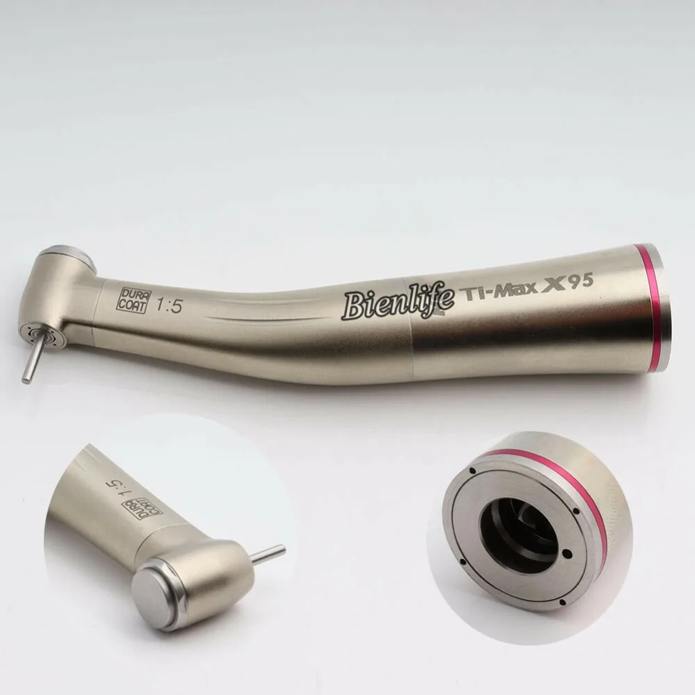 

Dental Turbine 1:5 Increasing Contra Angle Handpiece Red Ring Push Button For Dentist Tools