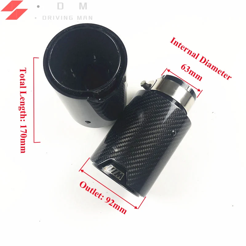 

2PCS Universal Black Stainless Steel M LOGO Carbon Fiber Exhaust Tips For BMW Series