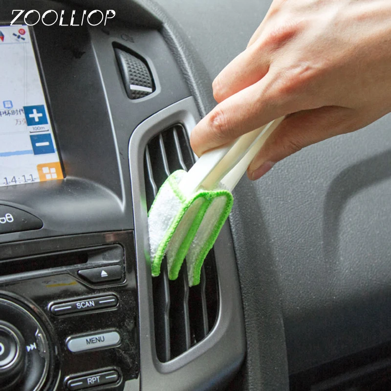 1 PC cepillo de limpieza de coche de doble extremo de ventilación de coche limpiador de hendidura de cepillo de persianas de limpieza de teclado limpiador de hogar
