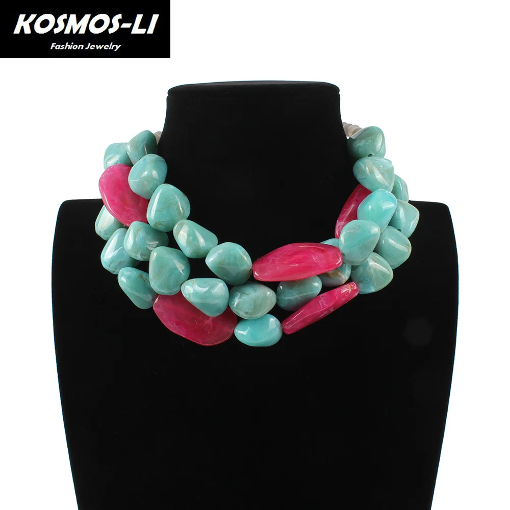 

Bohemian Handmade Multi Layer Big Beads Necklace Women Statement Wedding Bridal Accessories African Beads Jewelry
