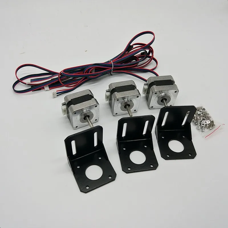 

Free Shipping 3PCS Nema17 Stepper Motor 28Ncm 40Oz-in 12V 2PH 4-Lead for 3D Printer CNC Reprap Prusa with Mount L Bracket