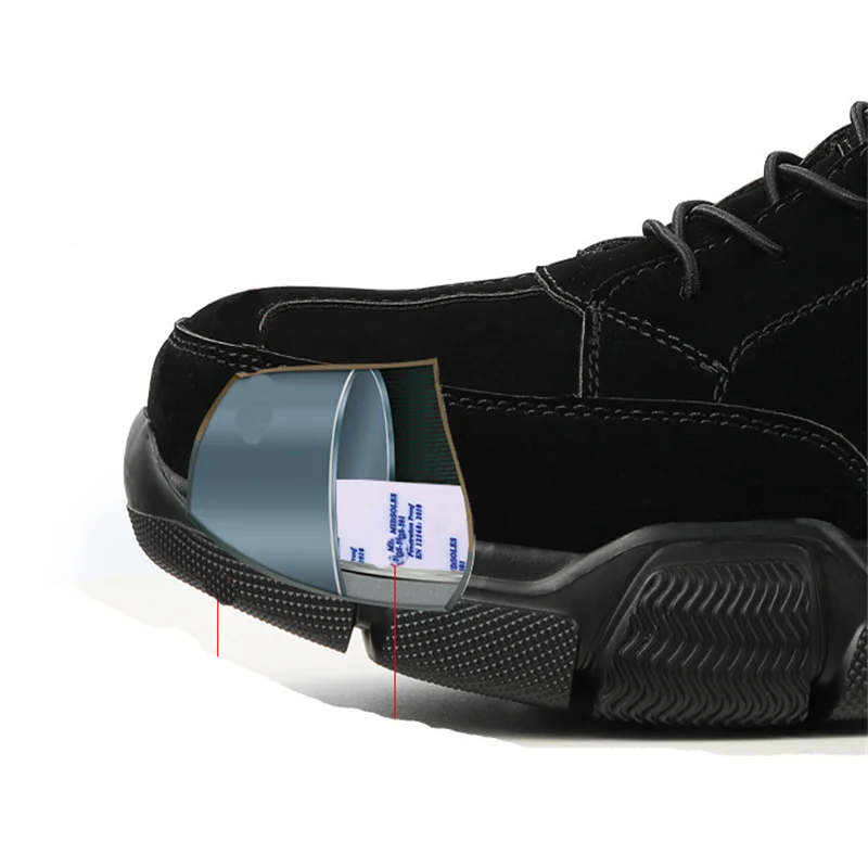 Luxury Men's Boots Classic Designer Work Safety Shoes Steel Toe Cap Outdoor Waterproof Lightweight Genuine Leather Sneakers Men