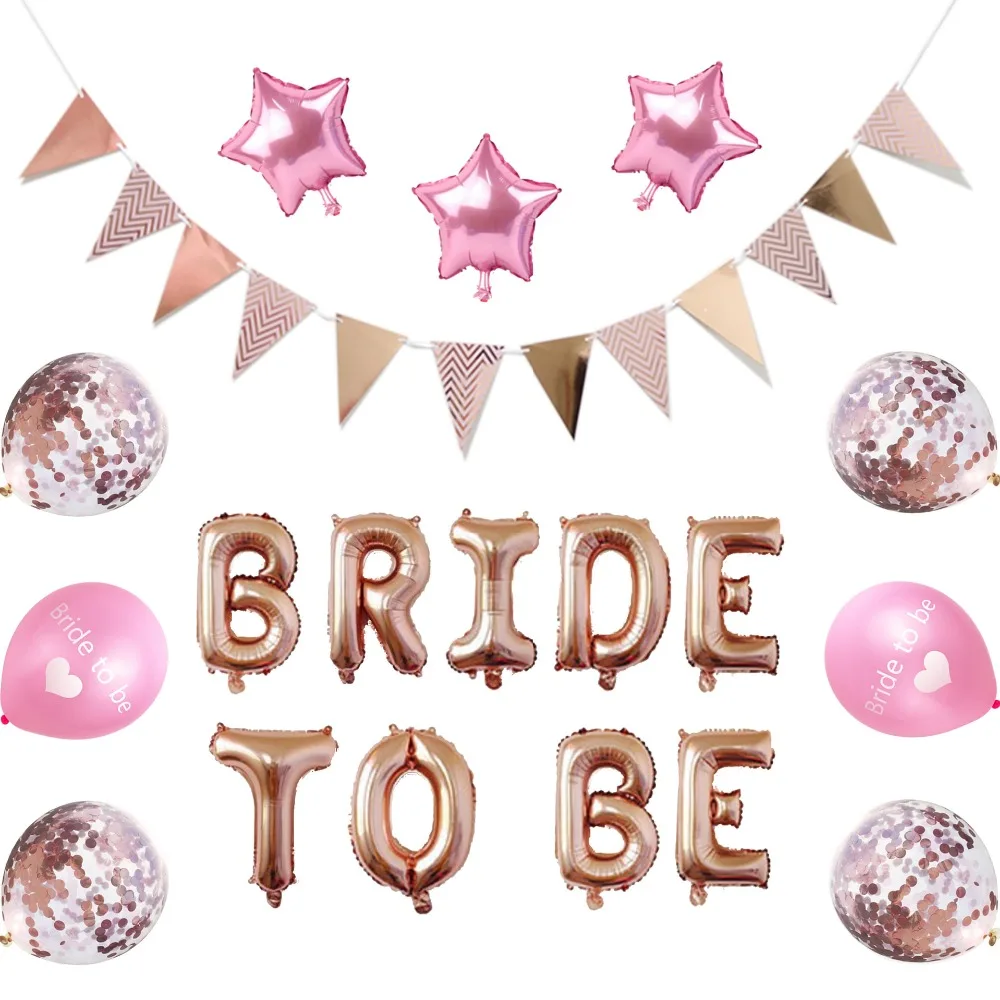 

1 set bride to be banner transparent confetti balloon 18 inch foil star balloon birthday decoration Party Supplies