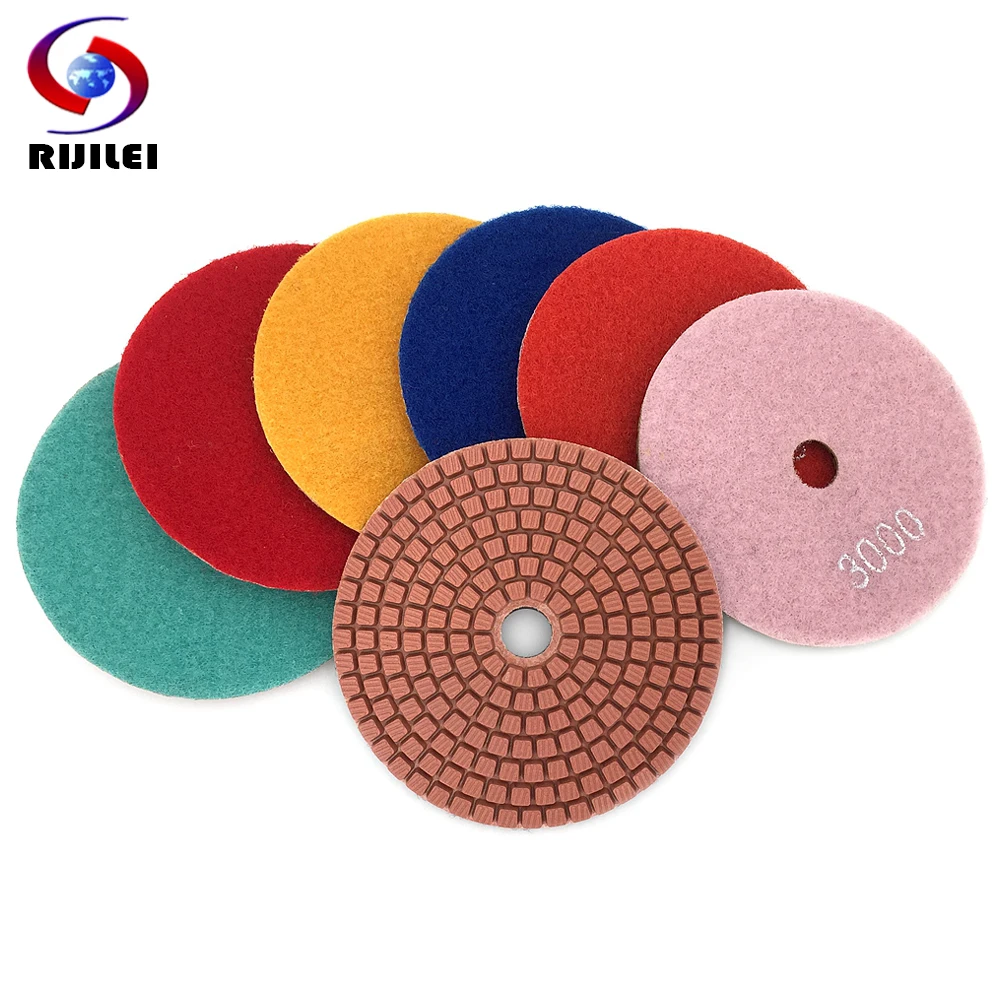 

RIJILEI 10PCS/Set 80mm Diamond Polishing Pads 4inch Wet polishing pad for Marble Diamond Abrasive Tools Free shipping HC11B