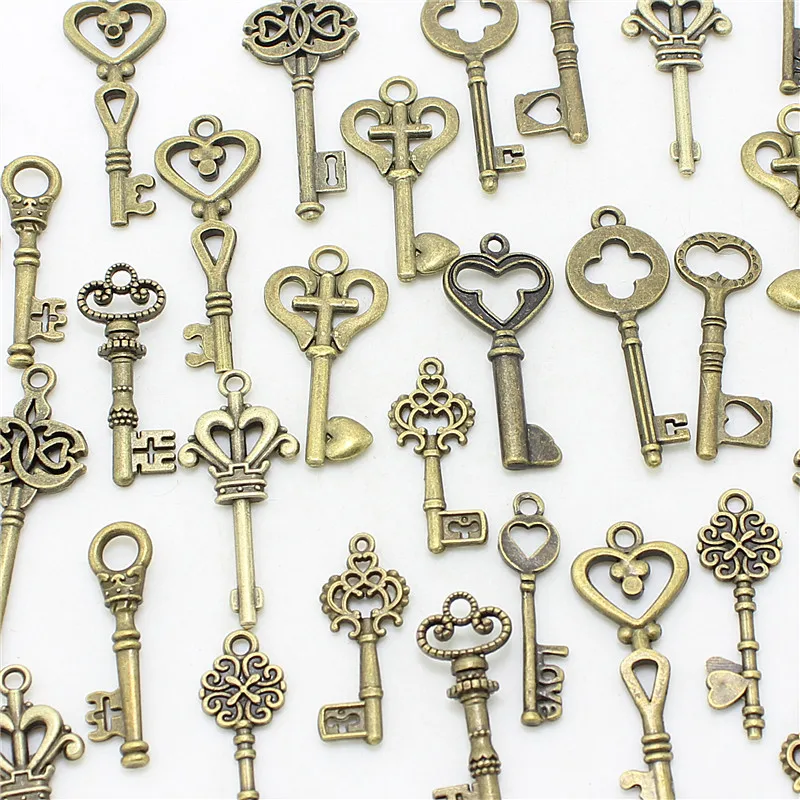 

Sweet Bell 40pcs Mixed small Keys charms Vintage bronze Metal Zinc Alloy Fine Trendy Mixed Pendant Charms Making D1089