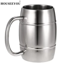 HOUSEEYOU двухслойная чашка из нержавеющей стали для питья кофе, чая с ручкой, пивная кружка в форме ванны, чашка для пикника, посуда для напитков