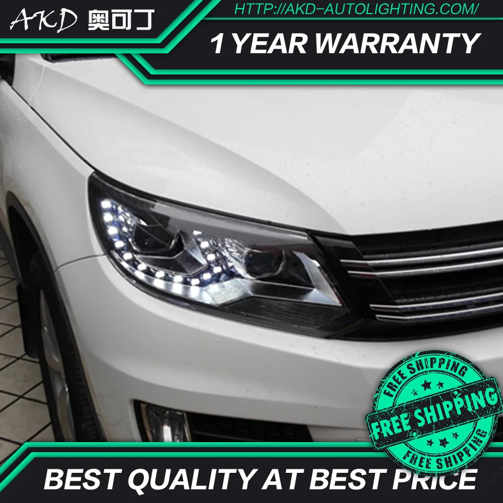 

AKD tuning cars Headlight For VW Tiguan 2013 Headlights LED DRL Running lights Bi-Xenon Beam Fog lights angel eyes Auto levels