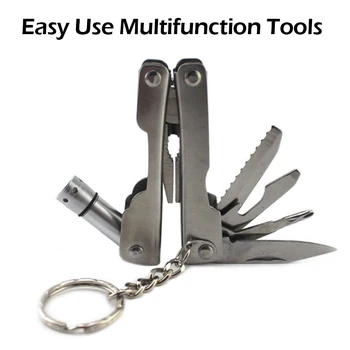 

HY Mini Multi-function Combination Tool Portable Folding Up Pliers Knife Practical Products With LED Lights