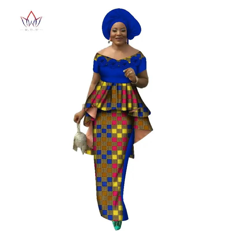 Летнее женское платье юбка комплекты традиционные африканские 2 шт. Для женщин комплект Костюмы индивидуальный заказ топы + юбки Лидер